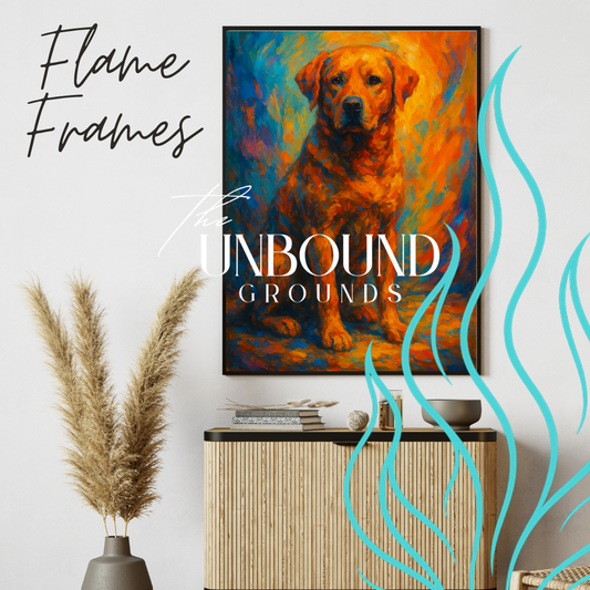 Golden Lab Retriever Flame Frame – Framed Wall Art