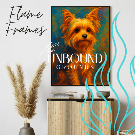 Yorkie Flame Frame – Framed Wall Art