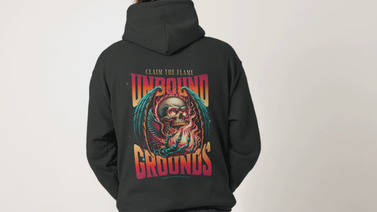 Unbound Grounds Flame Hoodie – Winged Skull